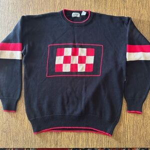 Vintage‎ 90s Aureus Men’s Dad Golf Sweater Retro Checkerboard Red And Black XL